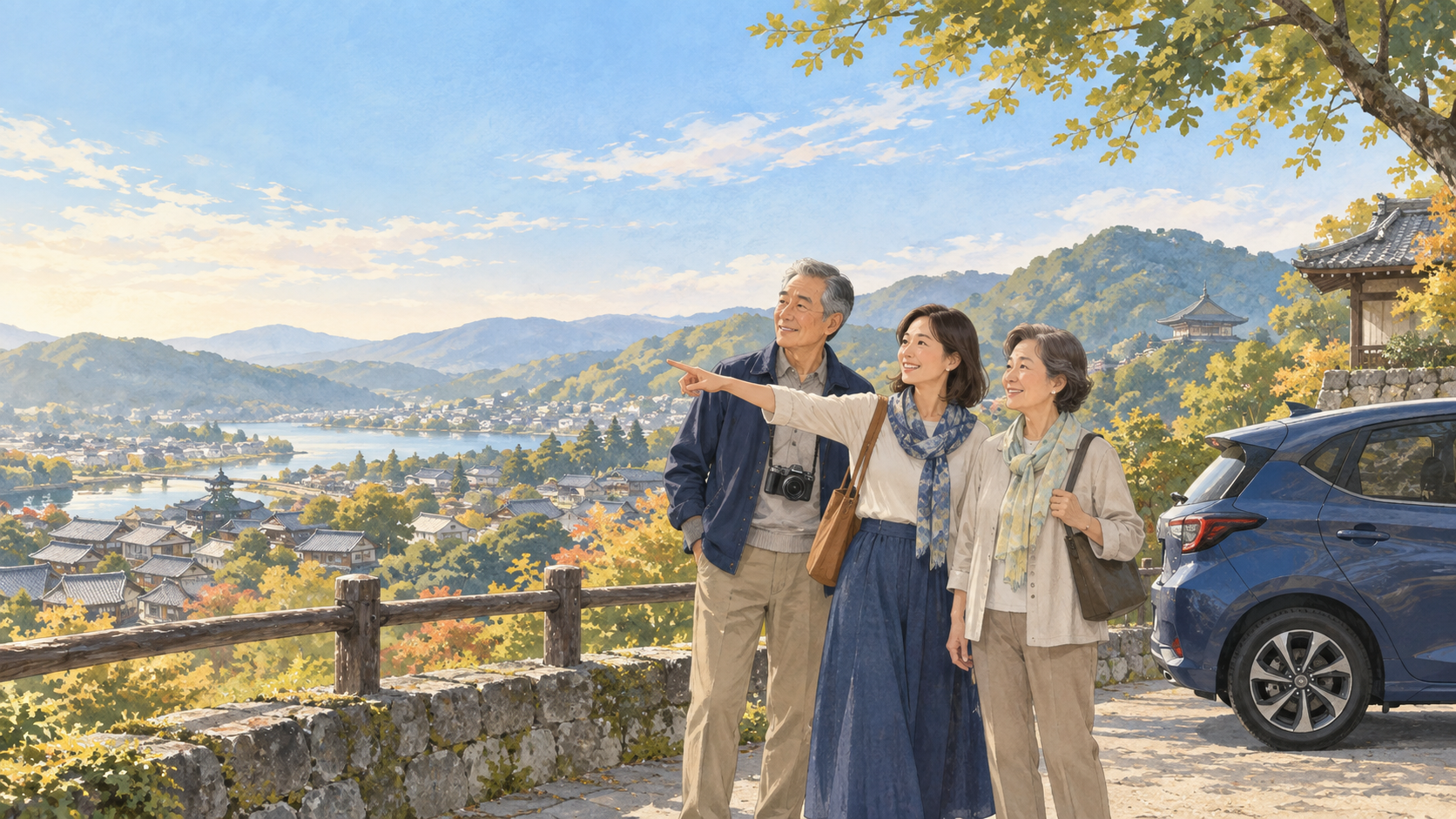 親子で無理のない旅行を楽しむ様子